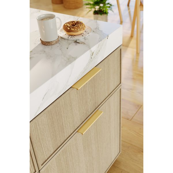 8" Overall Length Aluminum Brushed Gold Edgefield Cabinet Tab Pull - Image 6