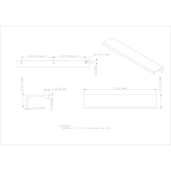 8" Overall Length Polished Chrome Edgefield Cabinet Tab Pull - Image 5