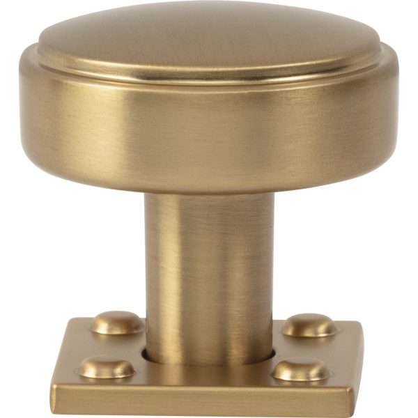 Benning Knob With Backplate 1 1/4 Inch (1 Inch Backplate) Warm Brass