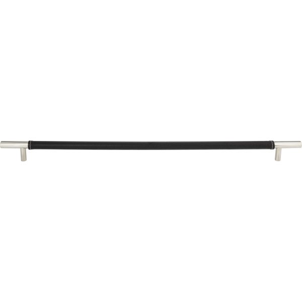 Zanzibar Black Appliance Pull 17 Inch (c-c) Leather Polished Chrome