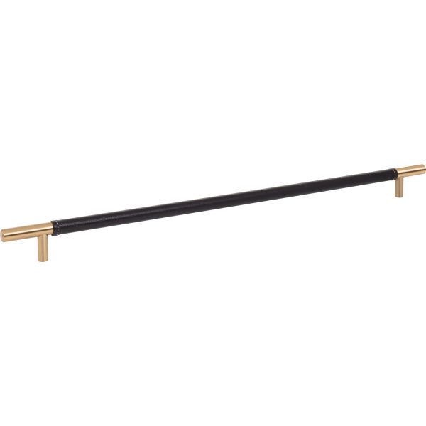 Zanzibar Black Appliance Pull 17 Inch (c-c) Leather Warm Brass - Image 3