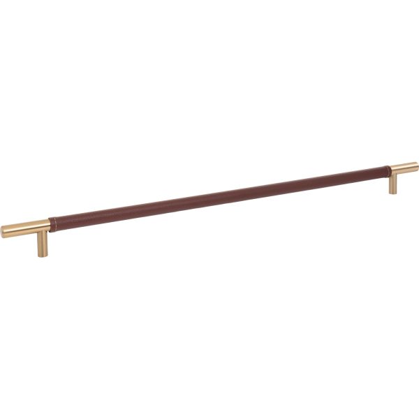 Zanzibar Brown Appliance Pull 17 Inch (c-c) Leather Warm Brass - Image 3
