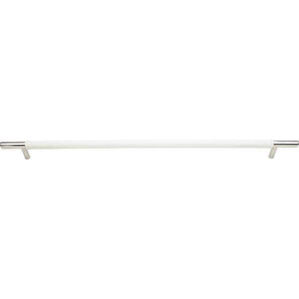 Zanzibar White Appliance Pull 17 Inch (c-c) Leather Polished Chrome - Image 3