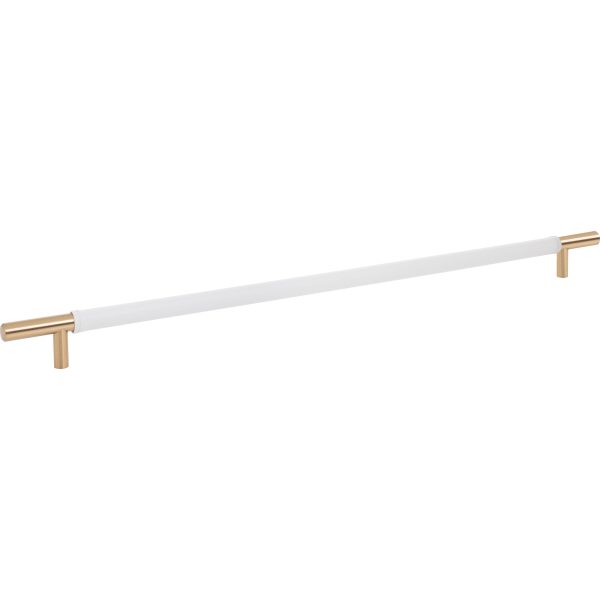 Zanzibar White Appliance Pull 17 Inch (c-c) Leather Warm Brass - Image 3