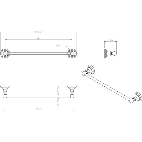 Fairview Satin Nickel 18" Single Towel Bar - Contractor Packed - Image 3