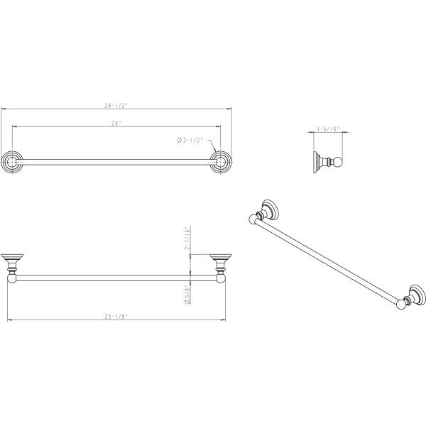 Fairview Satin Nickel 24" Single Towel Bar - Retail Packaged - Image 4