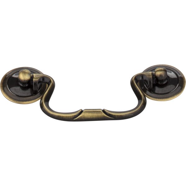 3-1/2" Center-to-Center Brushed Antique Brass Kingsport Cabinet Drop Pull - Image 3