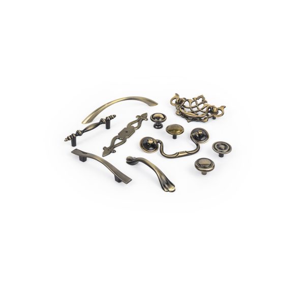 3-1/2" Center-to-Center Brushed Antique Brass Kingsport Cabinet Drop Pull - Image 5