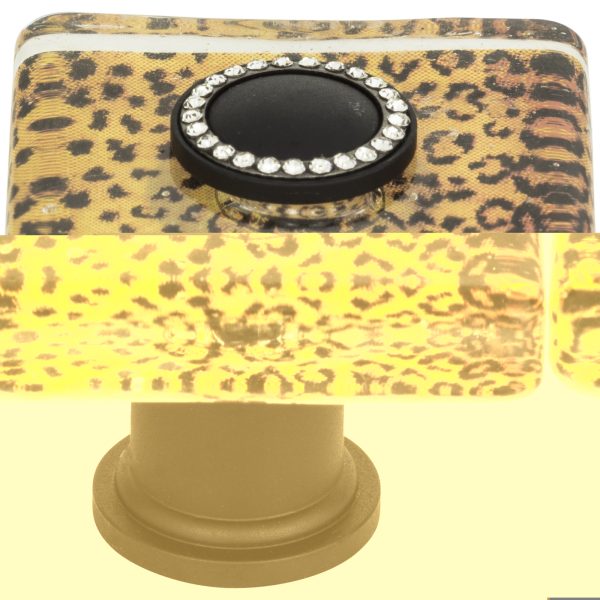 Cheetah Glass Square Knob