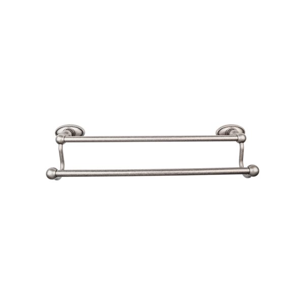 Edwardian Bath Towel Bar 30 In. Double - Oval Backplate Antique Pewter