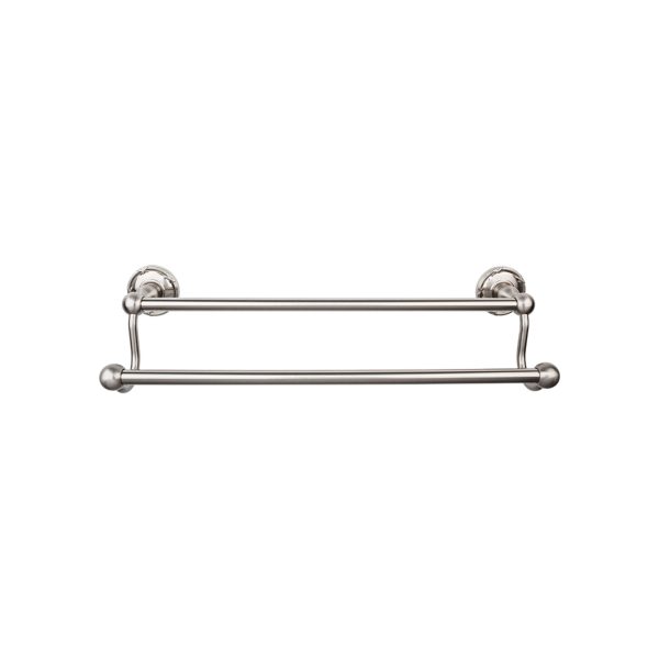 Edwardian Bath Towel Bar 30 Inch Double - Ribbon Bplate Brushed Satin Nickel