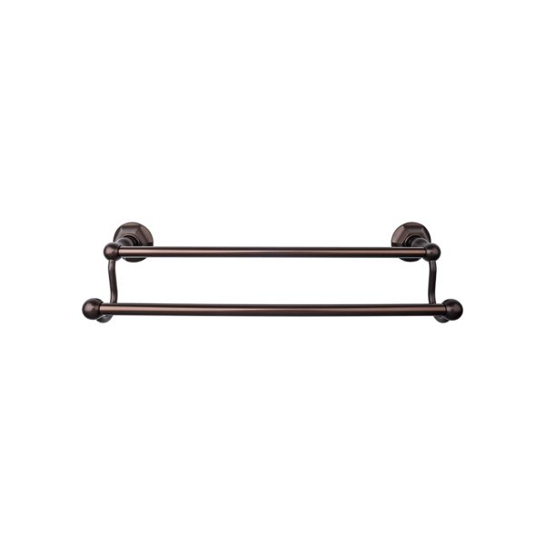 Edwardian Bath Towel Bar 30 Inch Double - Hex Backplate Oil Rubbed Bronze