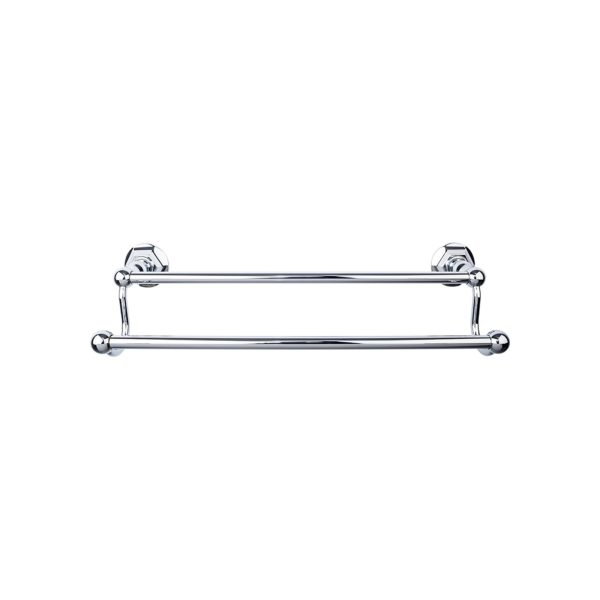 Edwardian Bath Towel Bar 30 Inch Double - Hex Backplate Polished Chrome