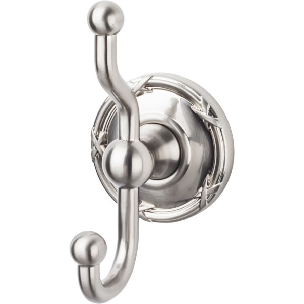 Edwardian Bath Double Hook Ribbon Backplate Brushed Satin Nickel