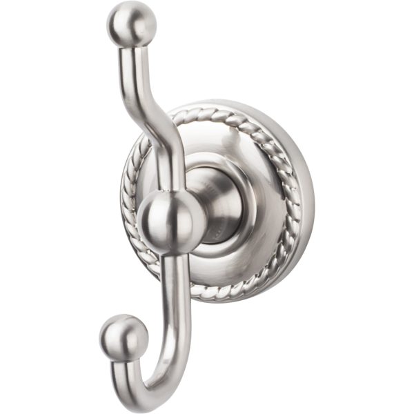 Edwardian Bath Double Hook Rope Backplate Brushed Satin Nickel