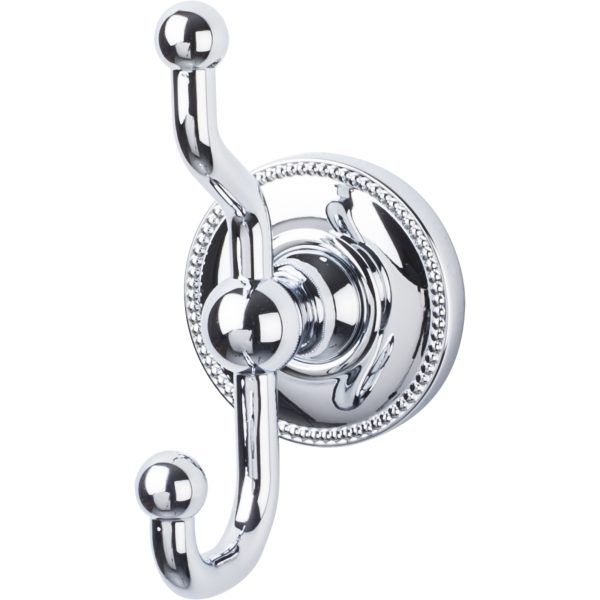 Edwardian Bath Double Hook Beaded Backplate Polished Chrome