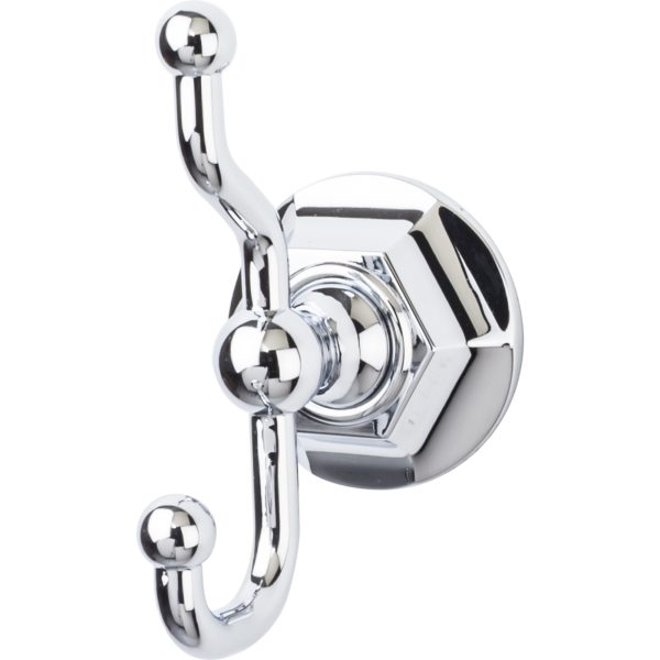 Edwardian Bath Double Hook Hex Backplate Polished Chrome