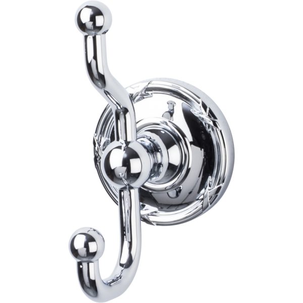 Edwardian Bath Double Hook Ribbon Backplate Polished Chrome