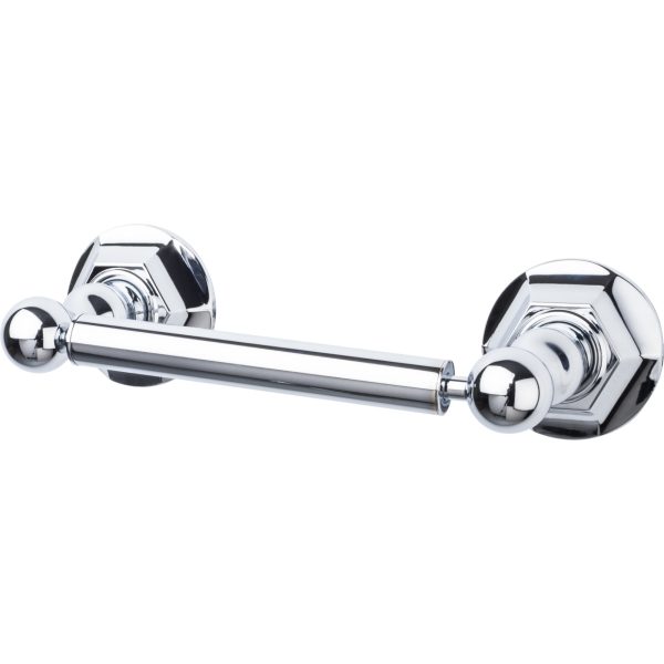 Edwardian Bath Tissue Holder Hex Backplate Polished Chrome