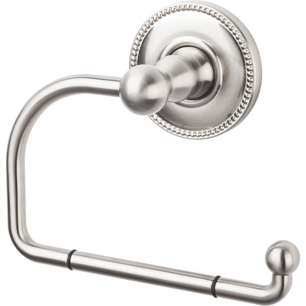 Edwardian Bath Tissue Hook Beaded Backplate Brushed Satin Nickel