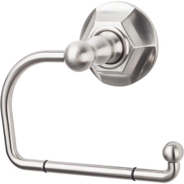 Edwardian Bath Tissue Hook Hex Backplate Brushed Satin Nickel