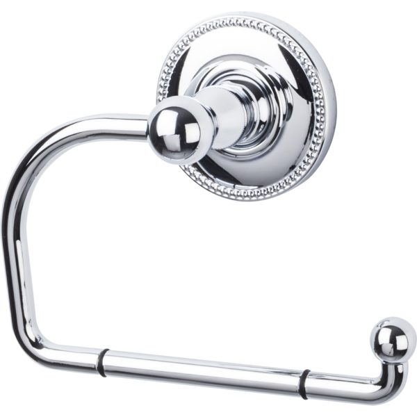 Edwardian Bath Tissue Hook Beaded Backplate Polished Chrome