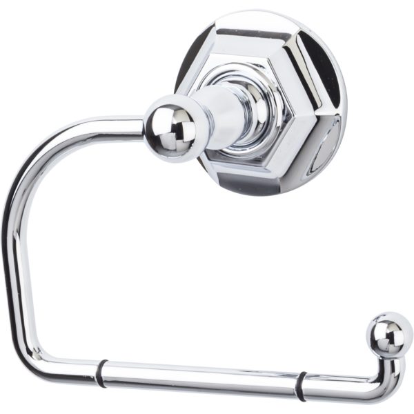 Edwardian Bath Tissue Hook Hex Backplate Polished Chrome