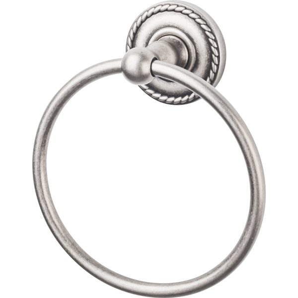 Edwardian Bath Ring Rope Backplate Antique Pewter
