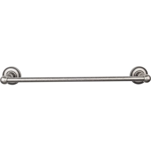 Edwardian Bath Towel Bar 18 In. Single - Beaded Bplate Antique Pewter