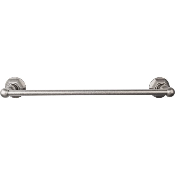 Edwardian Bath Towel Bar 18 Inch Single - Hex Backplate Antique Pewter