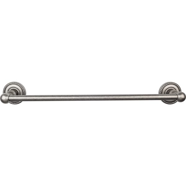 Edwardian Bath Towel Bar 18 In. Single - Rope Backplate Antique Pewter