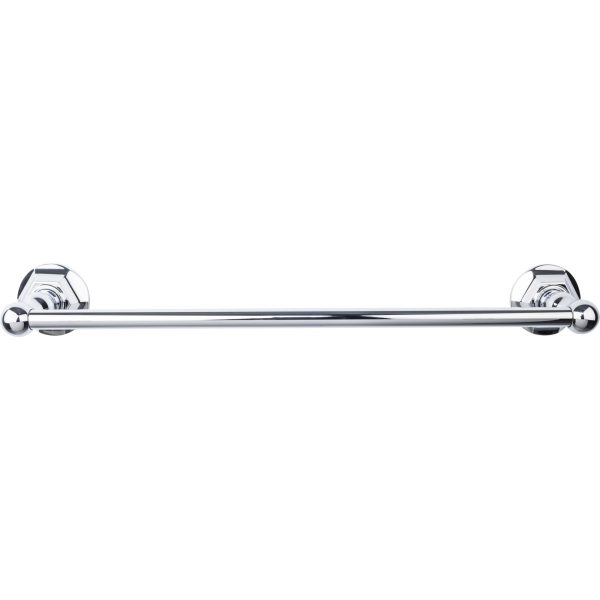 Edwardian Bath Towel Bar 18 Inch Single - Hex Backplate Polished Chrome