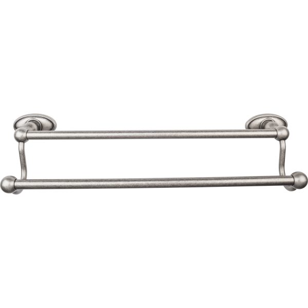 Edwardian Bath Towel Bar 18 In. Double - Oval Backplate Antique Pewter