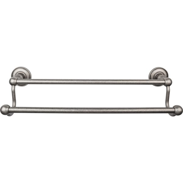 Edwardian Bath Towel Bar 18 Inch Double - Plain Bplate Antique Pewter