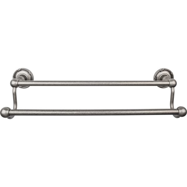 Edwardian Bath Towel Bar 18 Inch Double - Ribbon Bplate Antique Pewter