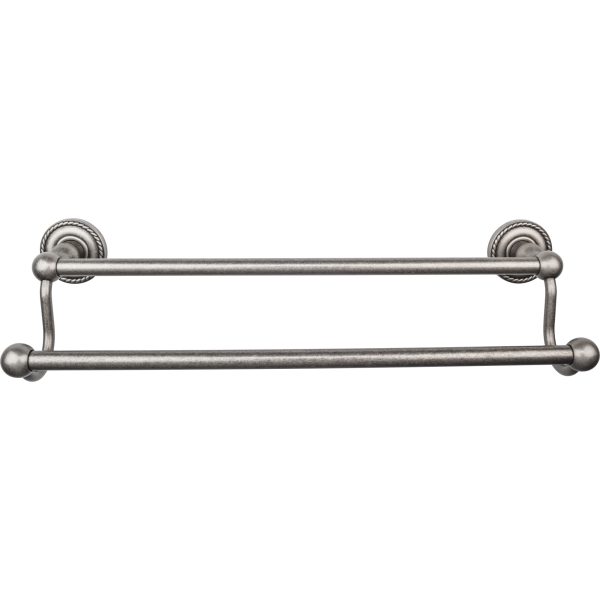 Edwardian Bath Towel Bar 18 In. Double - Rope Backplate Antique Pewter