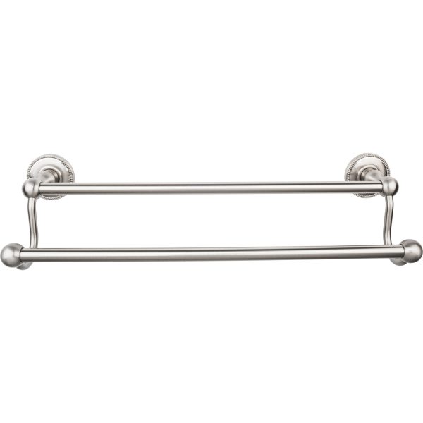 Edwardian Bath Towel Bar 18 In. Double - Beaded Bplate Brushed Satin Nickel