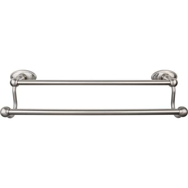 Edwardian Bath Towel Bar 18 In. Double - Oval Backplate Brushed Satin Nickel