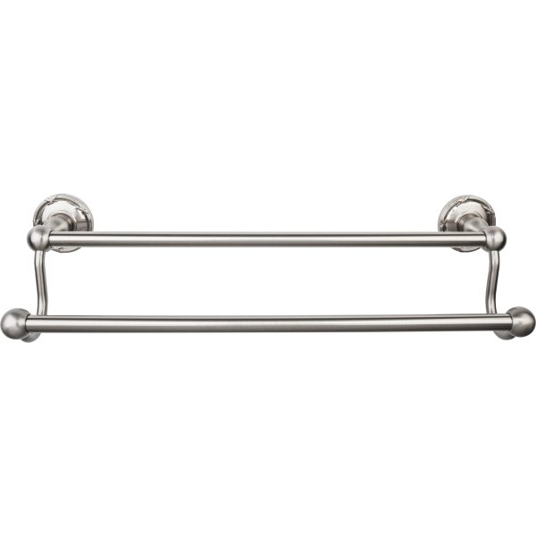 Edwardian Bath Towel Bar 18 Inch Double - Ribbon Bplate Brushed Satin Nickel