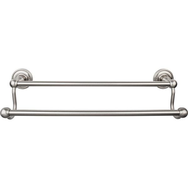 Edwardian Bath Towel Bar 18 In. Double - Rope Backplate Brushed Satin Nickel
