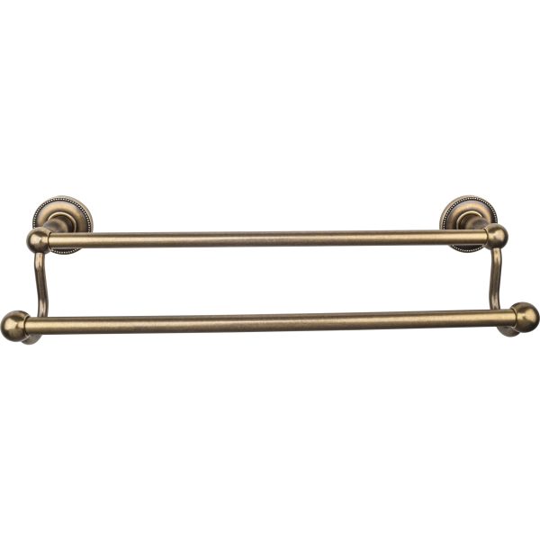 Edwardian Bath Towel Bar 18 In. Double - Beaded Bplate German Bronze