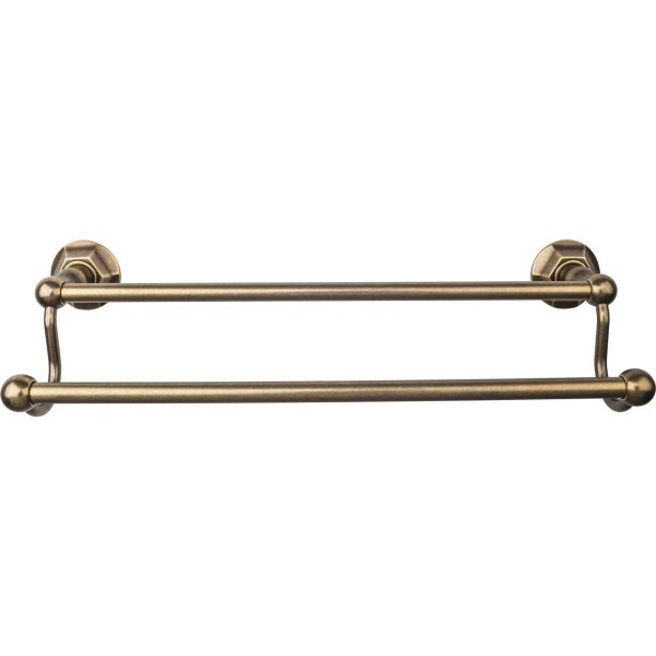 Edwardian Bath Towel Bar 18 Inch Double - Hex Backplate German Bronze