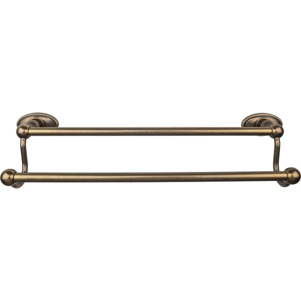 Edwardian Bath Towel Bar 18 In. Double - Oval Backplate German Bronze