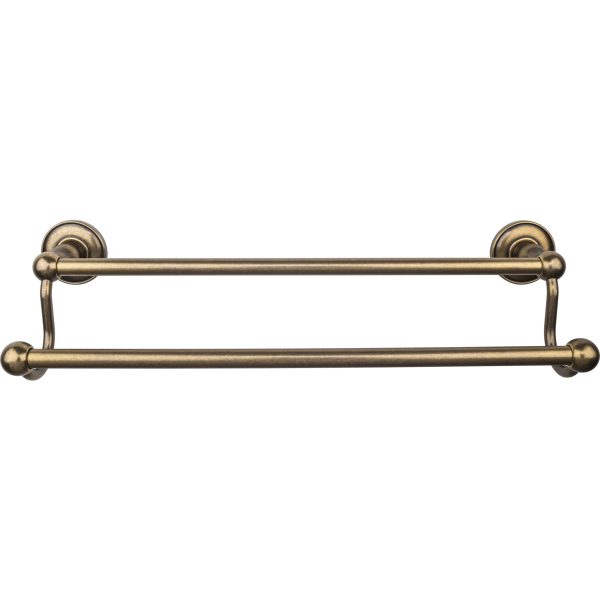 Edwardian Bath Towel Bar 18 Inch Double - Plain Bplate German Bronze
