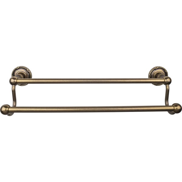 Edwardian Bath Towel Bar 18 Inch Double - Ribbon Bplate German Bronze