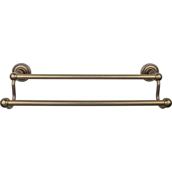 Edwardian Bath Towel Bar 18 In. Double - Rope Backplate German Bronze