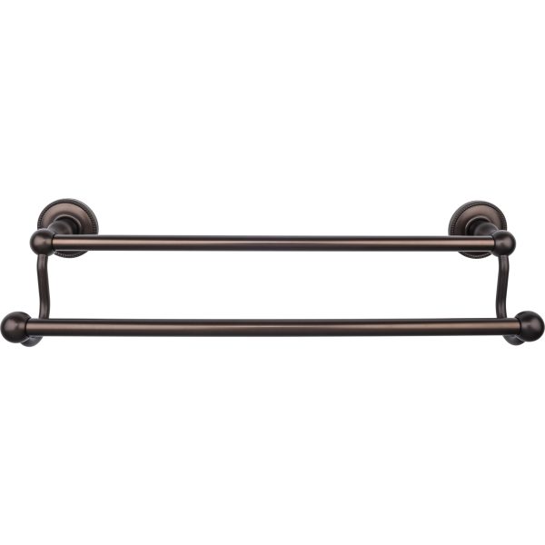 Edwardian Bath Towel Bar 18 In. Double - Beaded Bplate Oil Rubbed Bronze