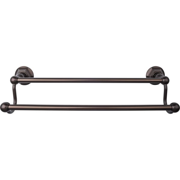 Edwardian Bath Towel Bar 18 Inch Double - Hex Backplate Oil Rubbed Bronze