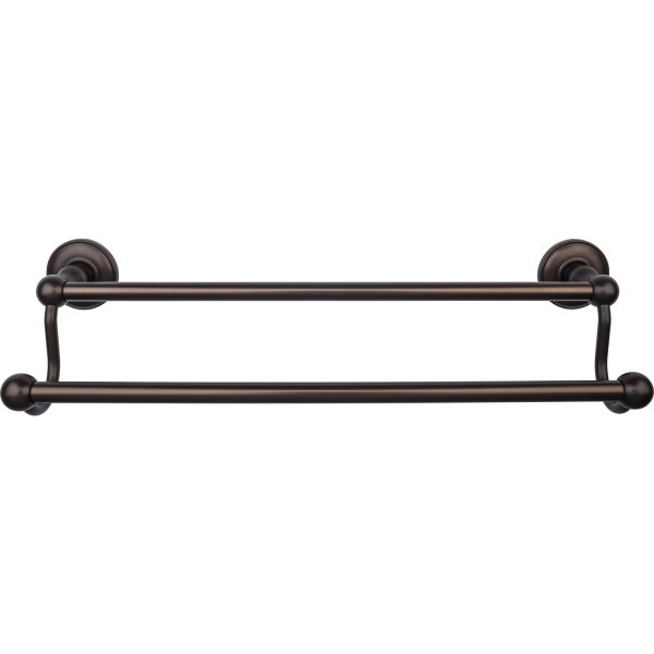 Edwardian Bath Towel Bar 18 Inch Double - Plain Bplate Oil Rubbed Bronze
