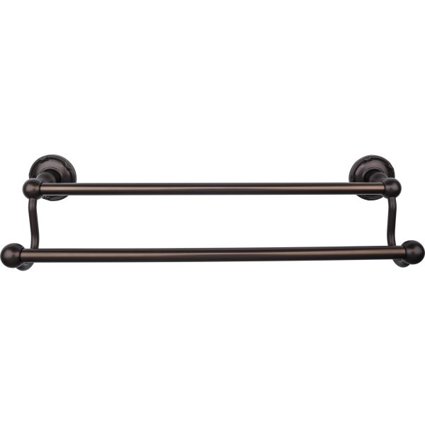 Edwardian Bath Towel Bar 18 Inch Double - Ribbon Bplate Oil Rubbed Bronze